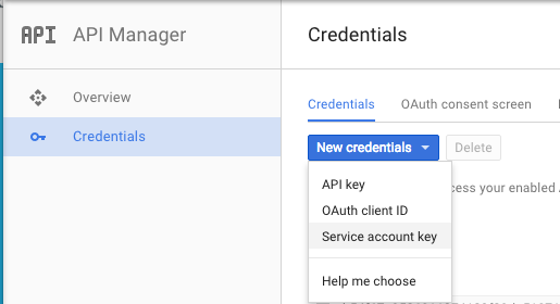 The GCE UI for creating a service account.